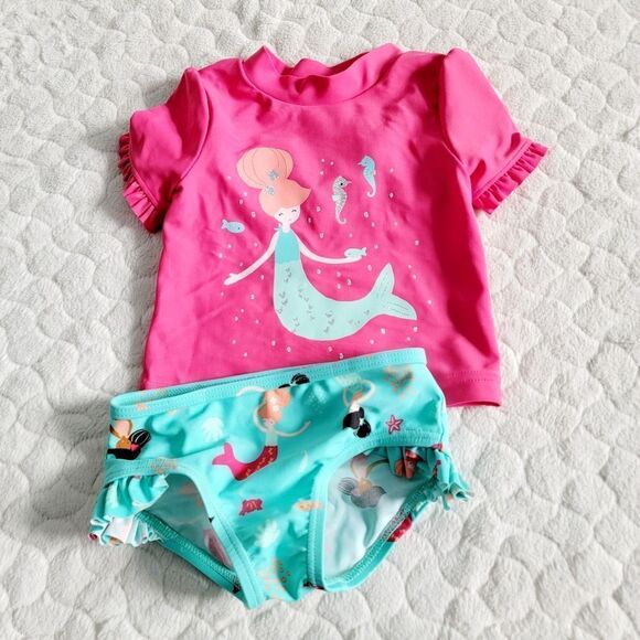 Baby girls swim suit set bathingsuit carter's 6 months mermaids - Picture 1 of 2